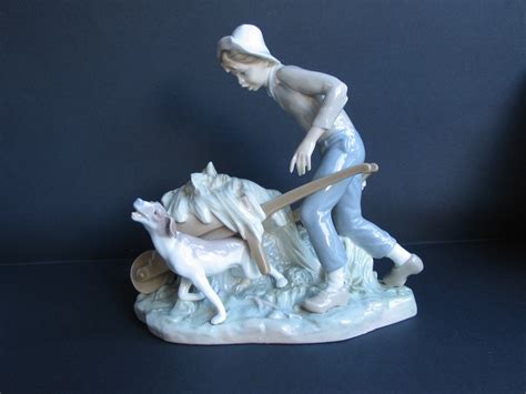 Lladro Boy With Wheelbarrow And Dog Etsy