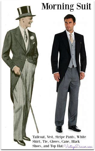 1900 1940 Classic Morning Suit Of Tailcoat Striped Pants Double