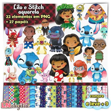 Kit Digital Lilo E Stitch Aquarela Elo7 Produtos Especiais