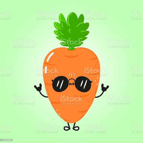 Cute Funny Carrot Waving Hand Character Vector Hand Drawn Cartoon