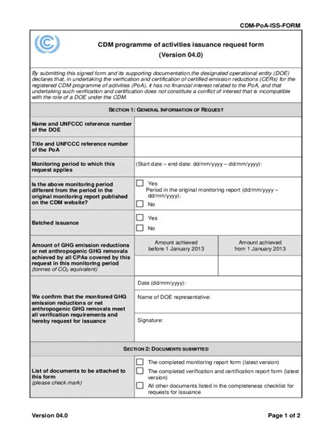 Fillable Online Cdm Unfccc CDM PoA ISS FORM Regulatory Fax Email Print