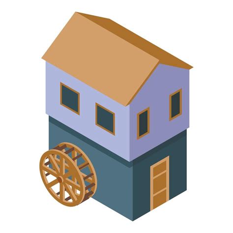 Water Mill Icon Isometric Style Vector Art At Vecteezy