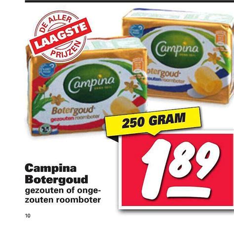 Campina Botergoud Gezouten Of Ongezouten Roomboter Aanbieding Bij Nettorama