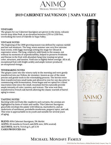 Animo Napa Valley Cabernet Sauvignon Folio Fine Wine Partners