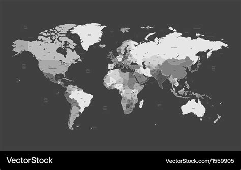 Detailed worldmap gray background Royalty Free Vector Image