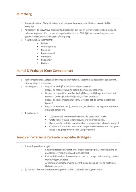 Stratman Samenvatting Examenstof Strategisch Management Avans