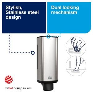 Tork Skincare Dispenser Stainless Steel Hand Sanitiser System Refills