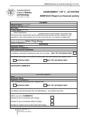 Assessment Ans Pdf Bsbfia Report On Financial Activity