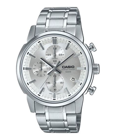 Casio Standard Analog Chronograph Stainless Steel Silver Dial Quartz