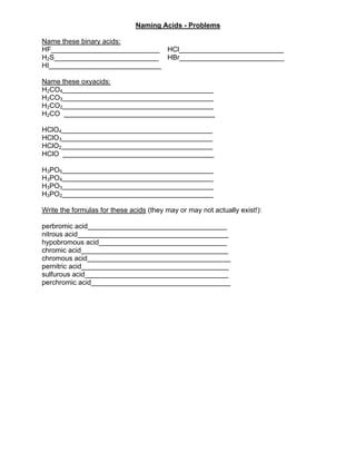 Naming Acids Worksheet Doc Practice Worksheet Naming Acids