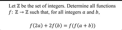 Let Mathbb{z} Be The Of Integers Determine All Functions F