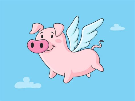 Drawing Of A Flying Pig Illustrations, Royalty-Free Vector Graphics ...