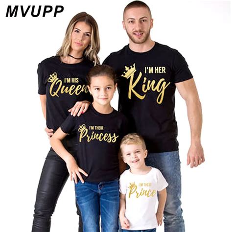 Mvupp Fam Lia Olhar Combinando Roupas Rei Rainha T Camisa Pai M E Filha