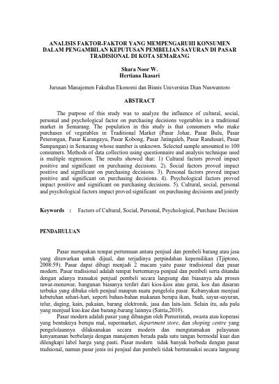 Analisis Faktor Faktor Yang Mempengaruhi Konsumen Dalam Pengambilan