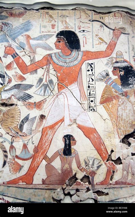 Egyptian Wall Painting Of Nebamun Hunting In The Marshes British