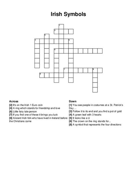 Irish Symbols Crossword Puzzle