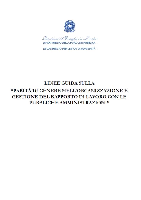 Linee Guida Sulla Parit Di Genere Nellorganizzazione E Gestione Del