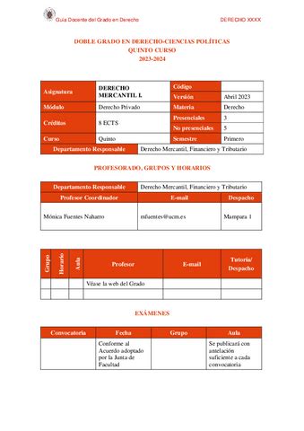 Guia Docente Derecho Mercantil I Pdf