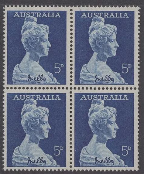 Australian Pre Decimal Stamps 1961 5d Dame Nellie Melba Block 4 Mnh