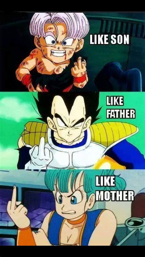 Like son like father like mother #vegeta #bulma #trunks | Dragon ball ...