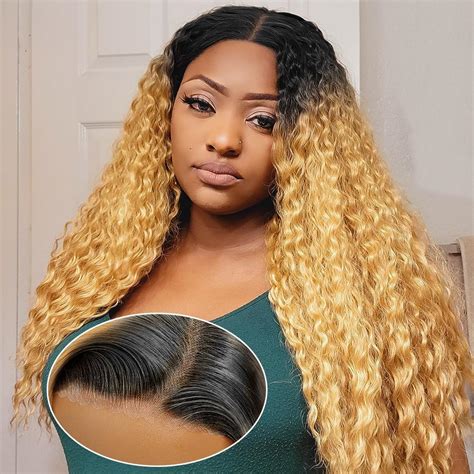 Amazon Honey Blonde Curly Lace Front Wig Human Hair B Lace