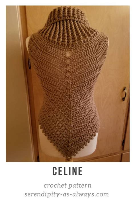 Crochet Pattern Celine Cowl Neck Vest Pattern Triangle Etsy Canada