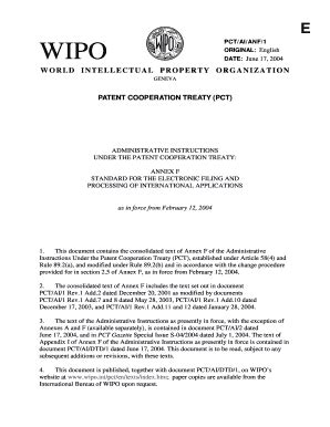 Fillable Online Wipo Administrative Instructions Under The PCT Annex F