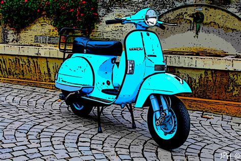 Blue Vespa Px Paris