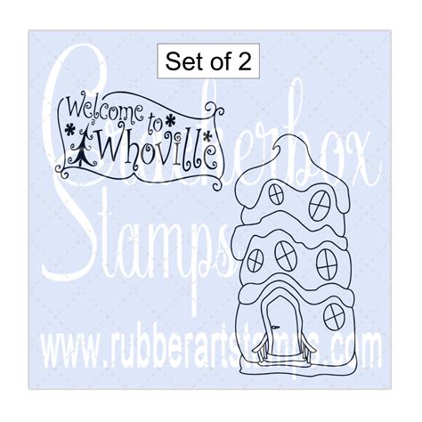 Whoville Sign And Whoville House Crackerbox Stamps