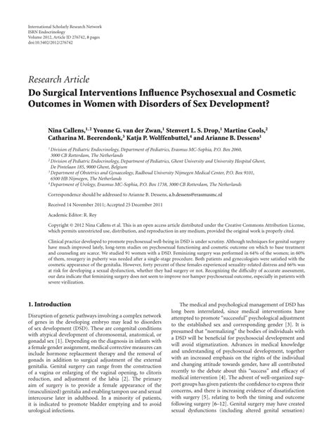 Pdf Do Surgical Interventions Influence Psychosexual And Cosmetic