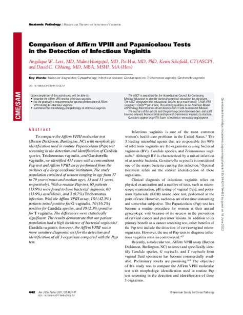 Pdf Comparison Of Affirm Vpiii And Papanicolaou Tests In The