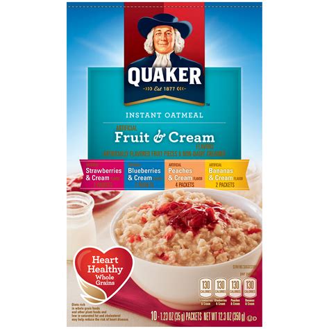 Quaker Fruit And Cream Instant Oatmeal 10 Ct Box Food And Grocery Breakfast Foods Hot Cereal