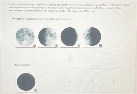 Solved Based On Your Observations Of The Moon Put These Chegg