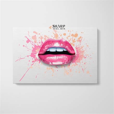 Pink Lips Wall Art Etsy