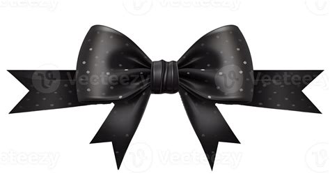 Ai Generated Black Ribbon With Bow Without Background Png