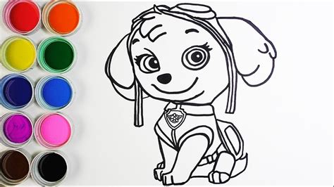 Cómo Dibujar Y Colorear Skye De Los Paw Patrol Learn Colors For Kids