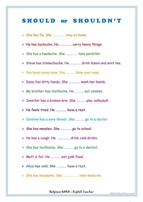 Should Shouldnt Worksheet Free Esl Printable Worksheets Made By