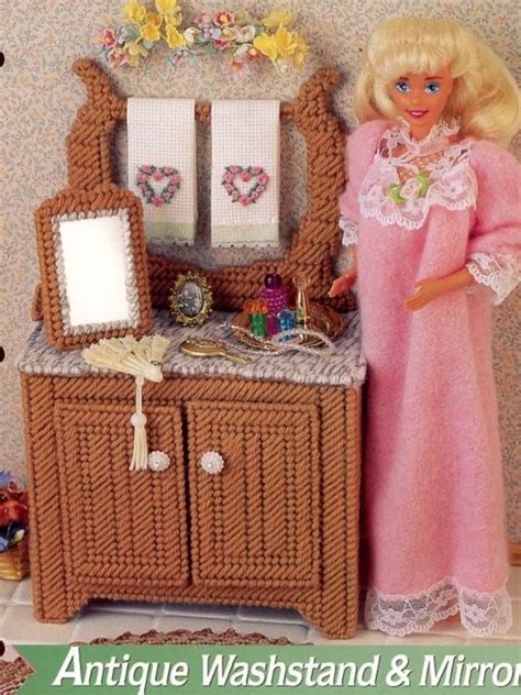 Antique Washstand Mirror Fits Barbie Doll Plastic Canvas Pattern