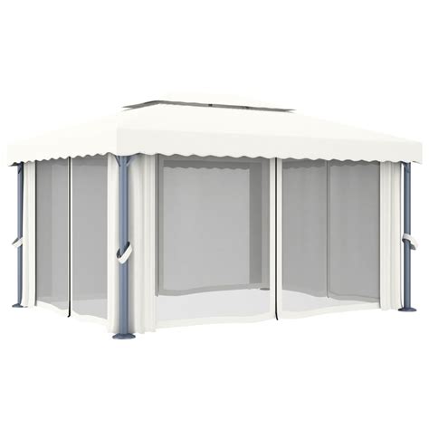 Gazebo Con Tende X Cm Bianco Crema Alluminio Iltuomondo It