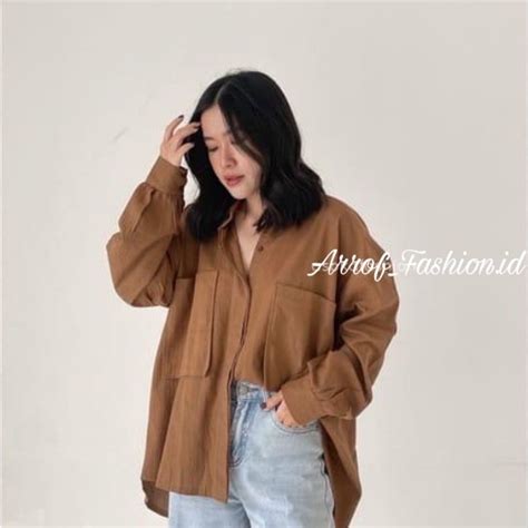 Jual Kemeja Linen Oversize Wanita Shirt Kemeja Linen Crinkle Shirt Kemeja Oversized Wanita