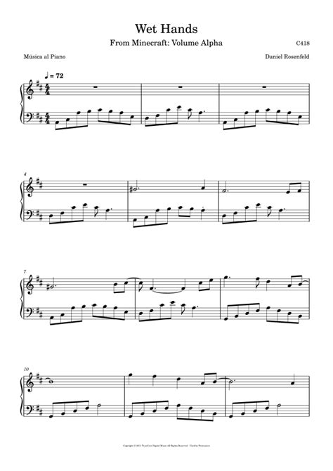 Wet Hands Arr Música Al Piano By C418 Sheet Music For Piano Solo At