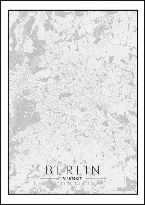 Galeria Plakatu Plakat Berlin Mapa Czarno Biała 61x91 5 cm Galeria