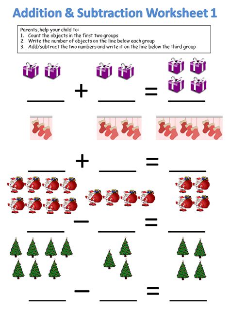 Kindergarten Math Addition And Subtraction Worksheets