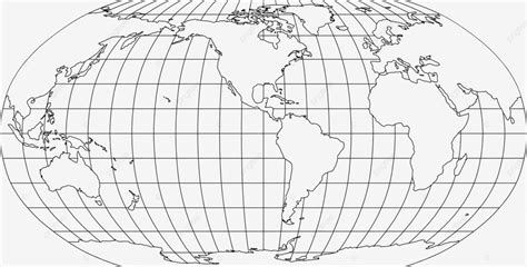 Americascentered Robinson World Map With Grid White Land Vector Round