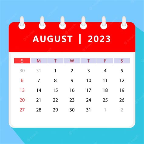 Plantilla De Calendario De Agosto De 2023 Diseño Vectorial Vector Premium