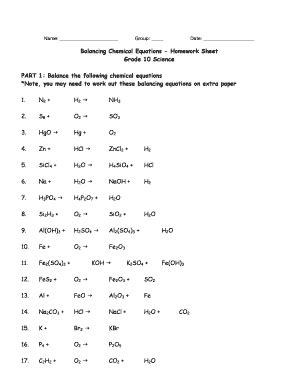 Balancing Equations Worksheet With Answers Pdf Grade 10 - Fill Online ...