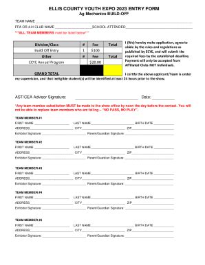 Fillable Online Ellis County Youth Expo Ag Mechanic Build Off