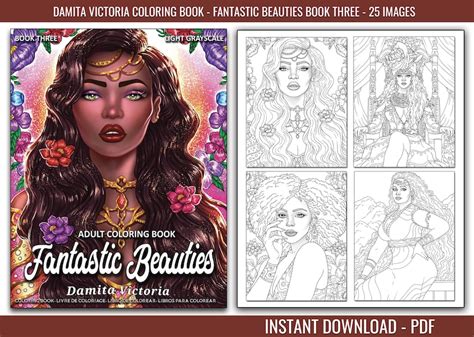 Adult Coloring Book Fantastic Beauties Book 3 Women Coloring Etsy