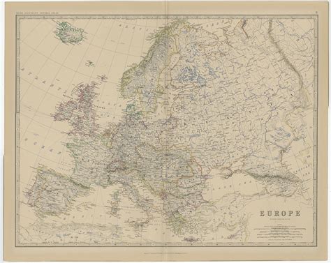 Antique Map of Europe by Johnston (1882)