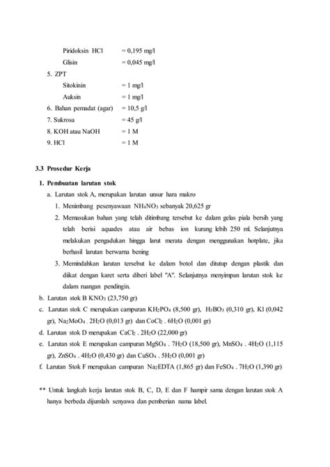 Pembuatan Larutan Stok And Media Ms Pdf